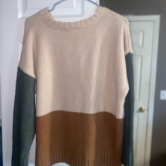Colorblock Sweater in Cream, Brown, and Green - Picture 4 of 4